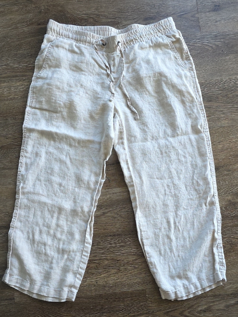 Amazon Essentials Beige Linen-Blend Drawstring Pants